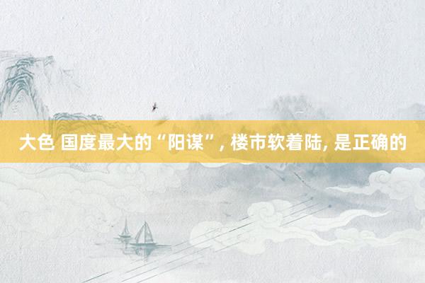 大色 国度最大的“阳谋”, 楼市软着陆, 是正确的