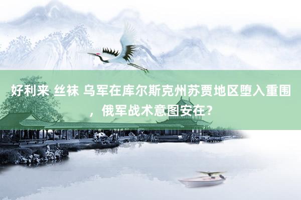 好利来 丝袜 乌军在库尔斯克州苏贾地区堕入重围，俄军战术意图安在？