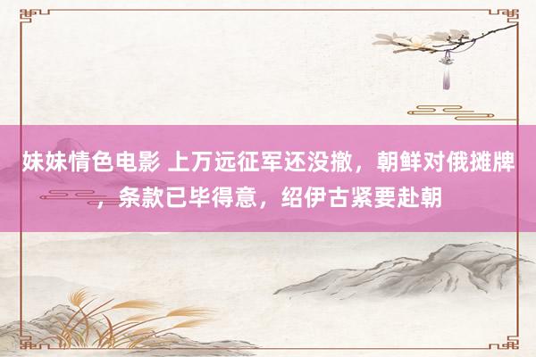 妹妹情色电影 上万远征军还没撤，朝鲜对俄摊牌，条款已毕得意，绍伊古紧要赴朝
