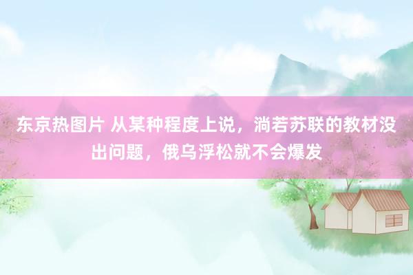 东京热图片 从某种程度上说，淌若苏联的教材没出问题，俄乌浮松就不会爆发