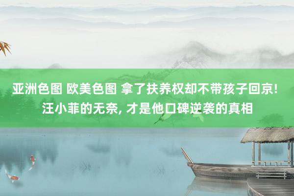 亚洲色图 欧美色图 拿了扶养权却不带孩子回京! 汪小菲的无奈, 才是他口碑逆袭的真相