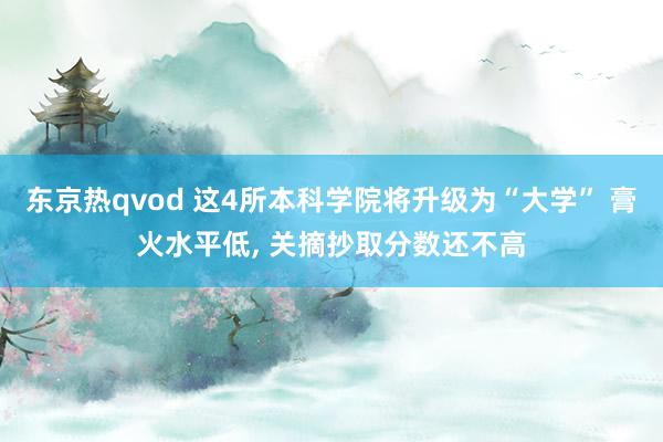 东京热qvod 这4所本科学院将升级为“大学” 膏火水平低， 关摘抄取分数还不高