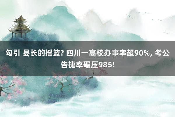 勾引 县长的摇篮? 四川一高校办事率超90%， 考公告捷率碾压985!