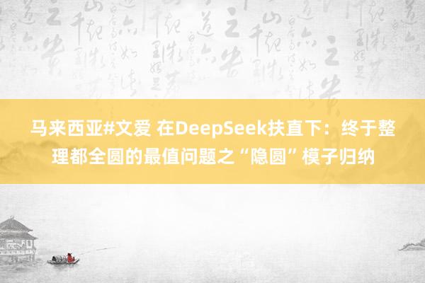 马来西亚#文爱 在DeepSeek扶直下：终于整理都全圆的最值问题之“隐圆”模子归纳
