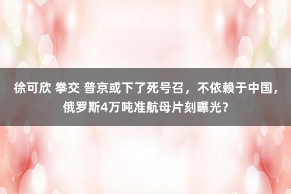 徐可欣 拳交 普京或下了死号召，不依赖于中国，俄罗斯4万吨准航母片刻曝光？